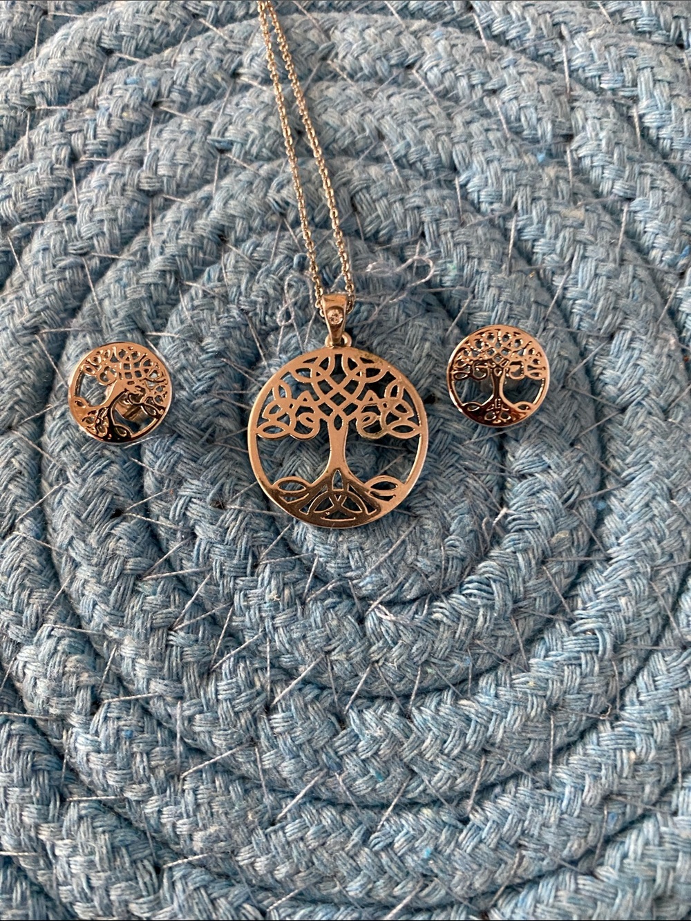 Silver Tree of Life Pendant Necklace and Earrings Set